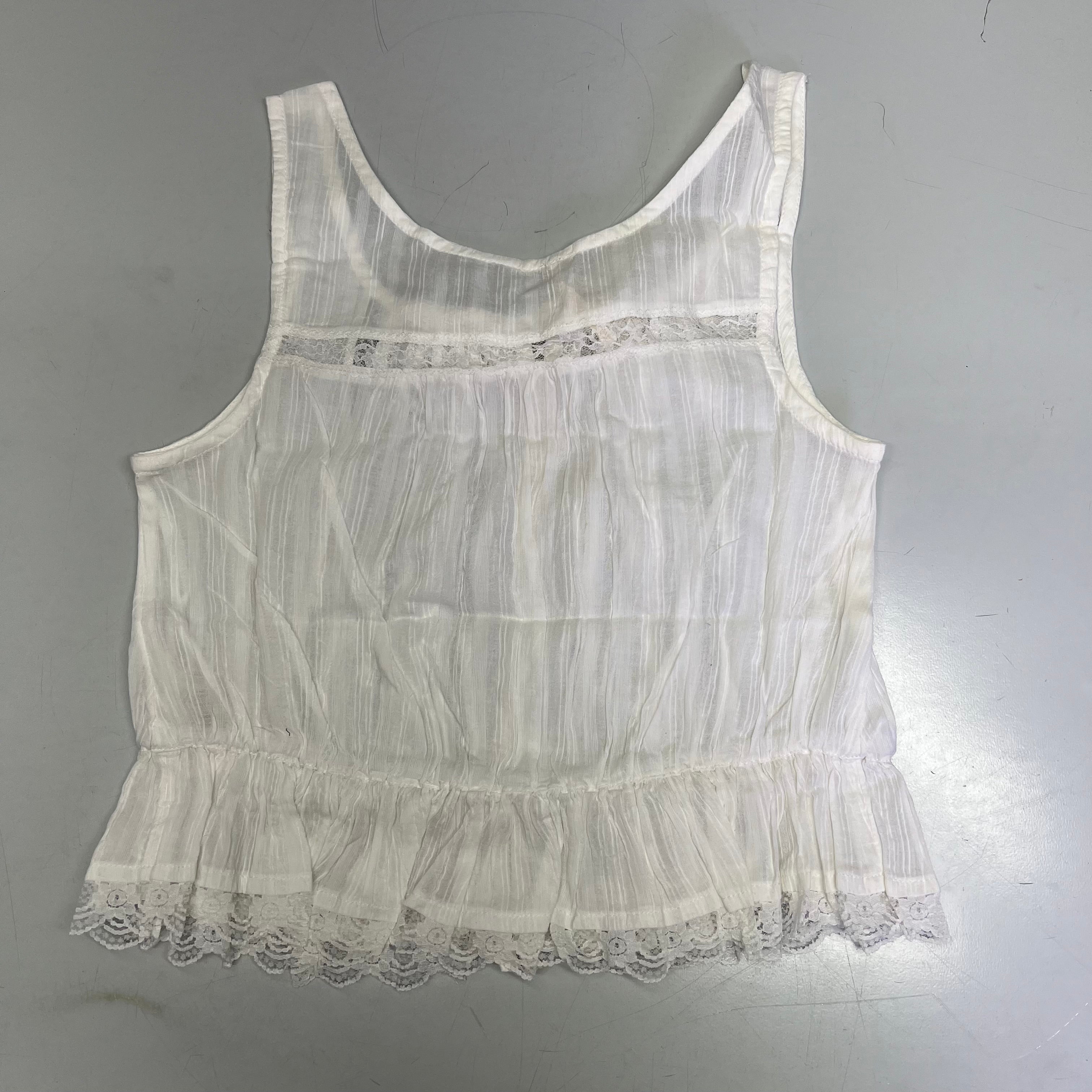 FREE PEOPLE 100% Cotton Alana Lace Tank  Women's Sz XS Clean Ivory 98240930