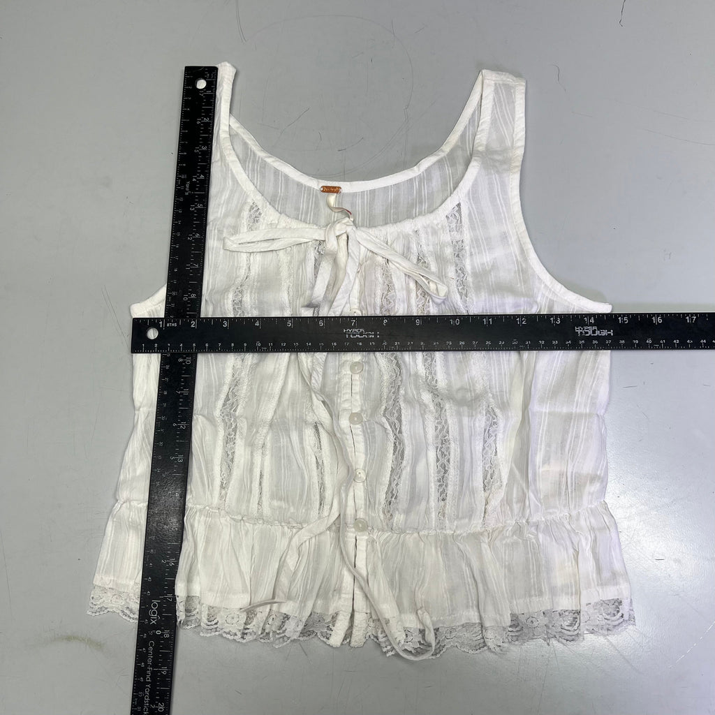 FREE PEOPLE 100% Cotton Alana Lace Tank  Women's Sz XS Clean Ivory 98240930