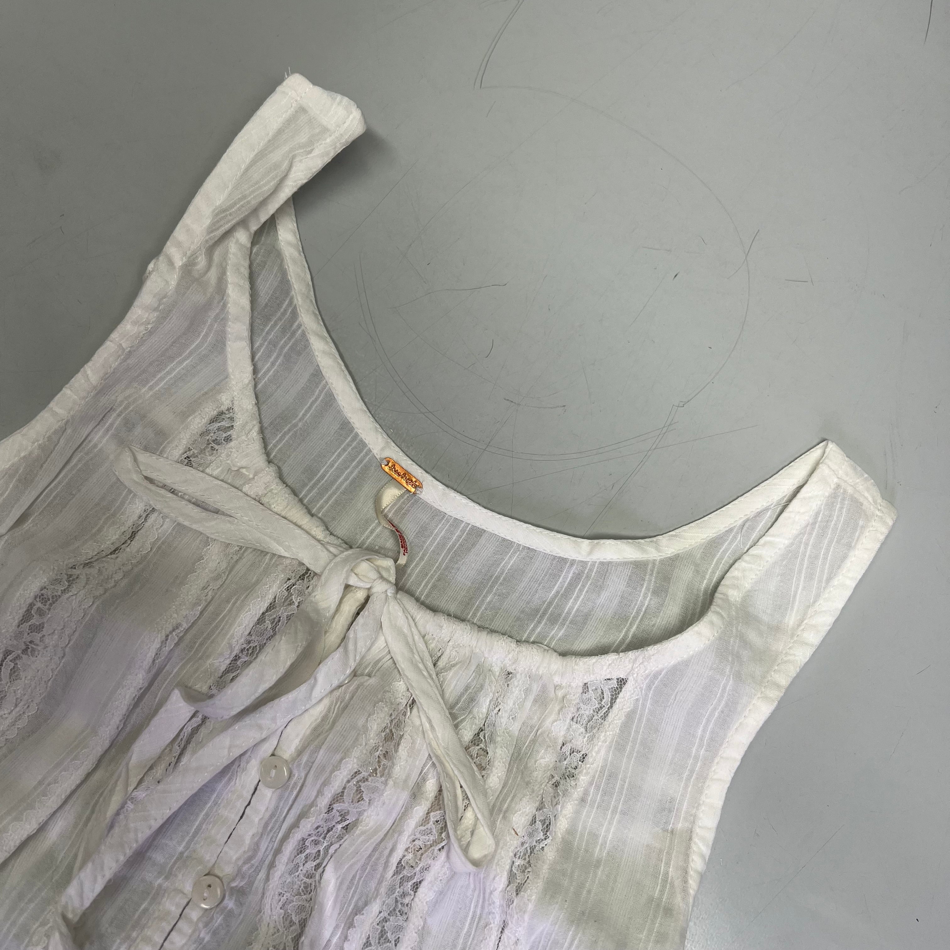 FREE PEOPLE 100% Cotton Alana Lace Tank  Women's Sz XS Clean Ivory 98240930