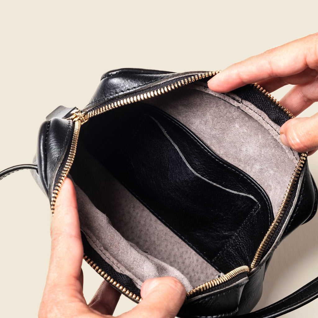 Convertible Leather Belt Bag / Fanny Pack - Black