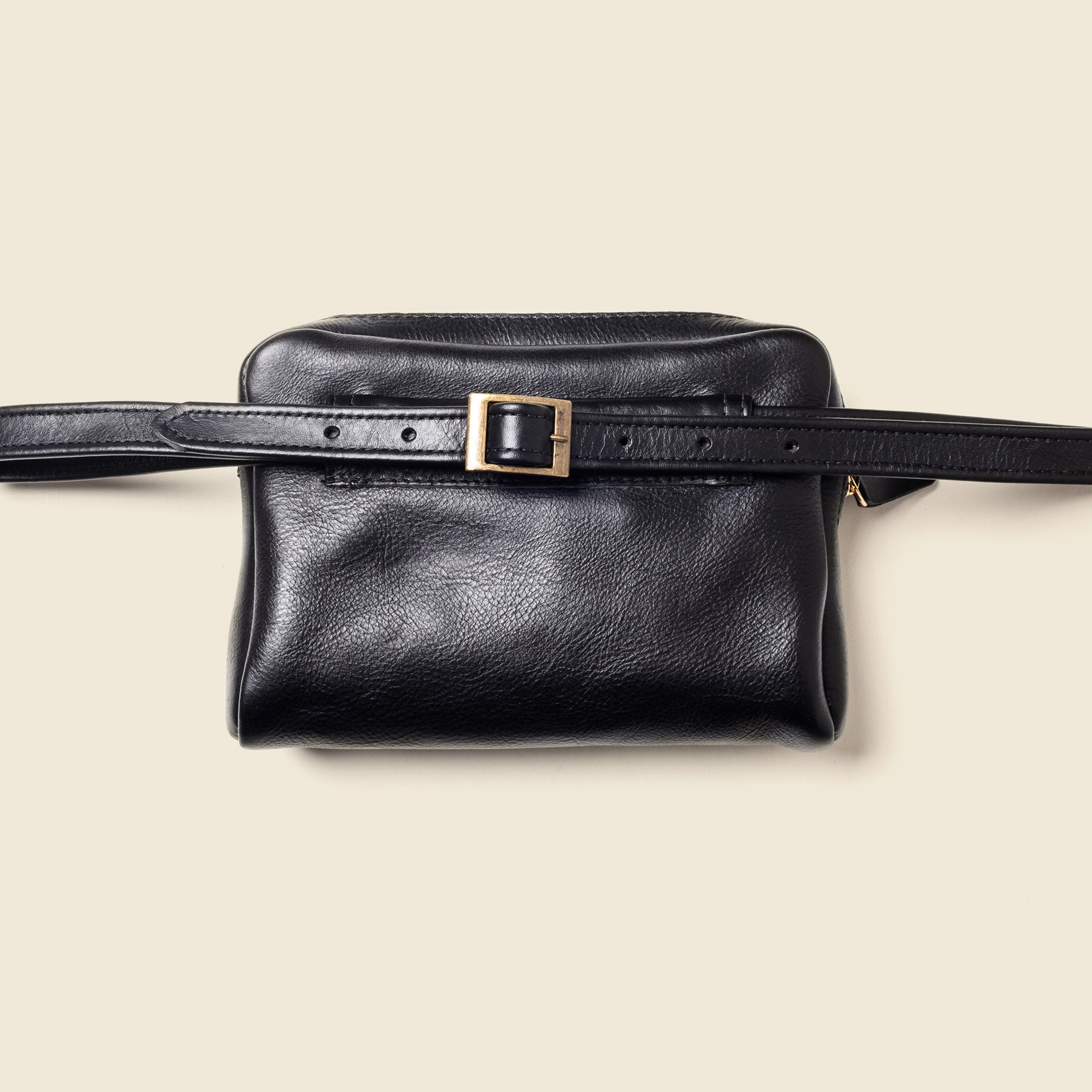 Convertible Leather Belt Bag / Fanny Pack - Black