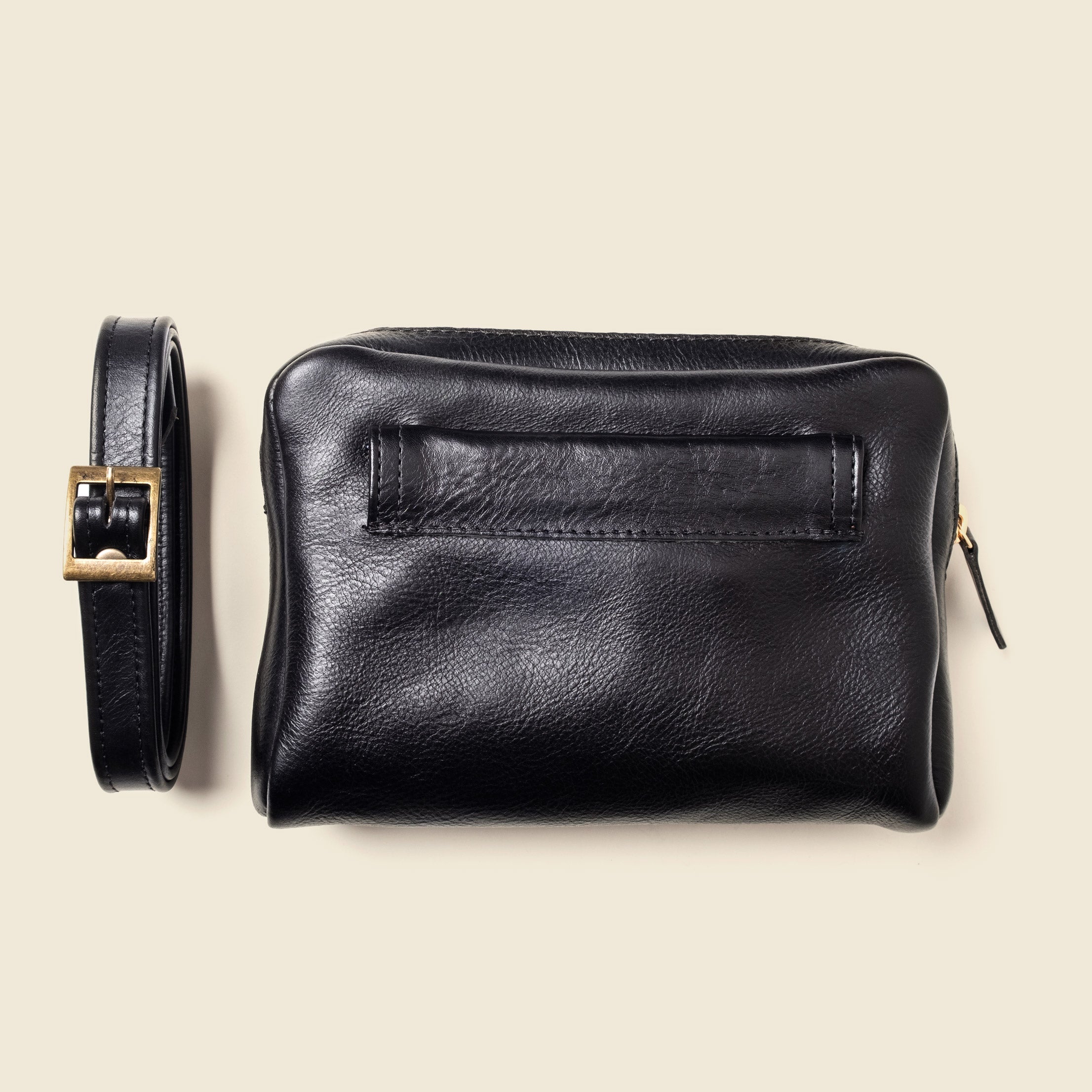Convertible Leather Belt Bag / Fanny Pack - Black