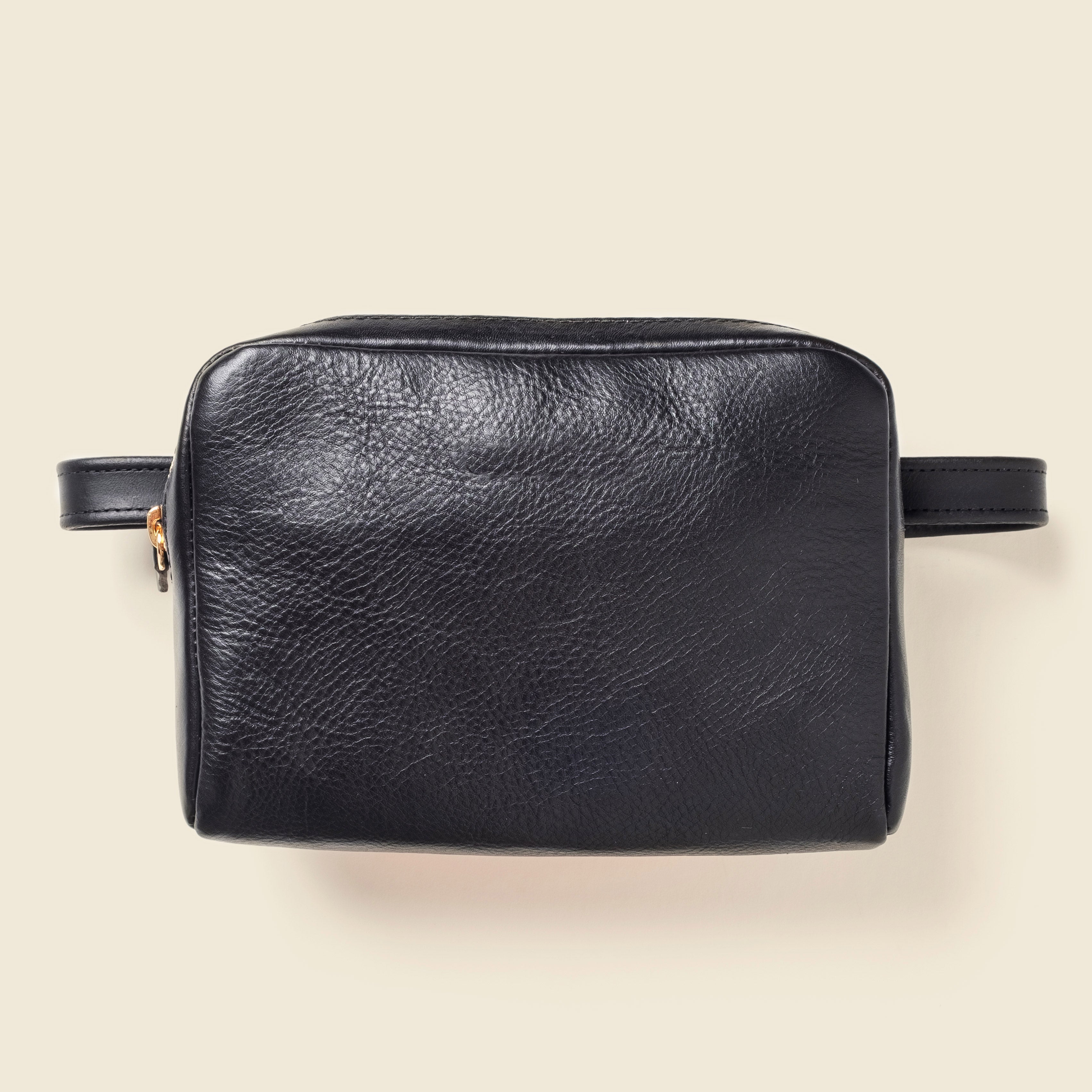 Convertible Leather Belt Bag / Fanny Pack - Black